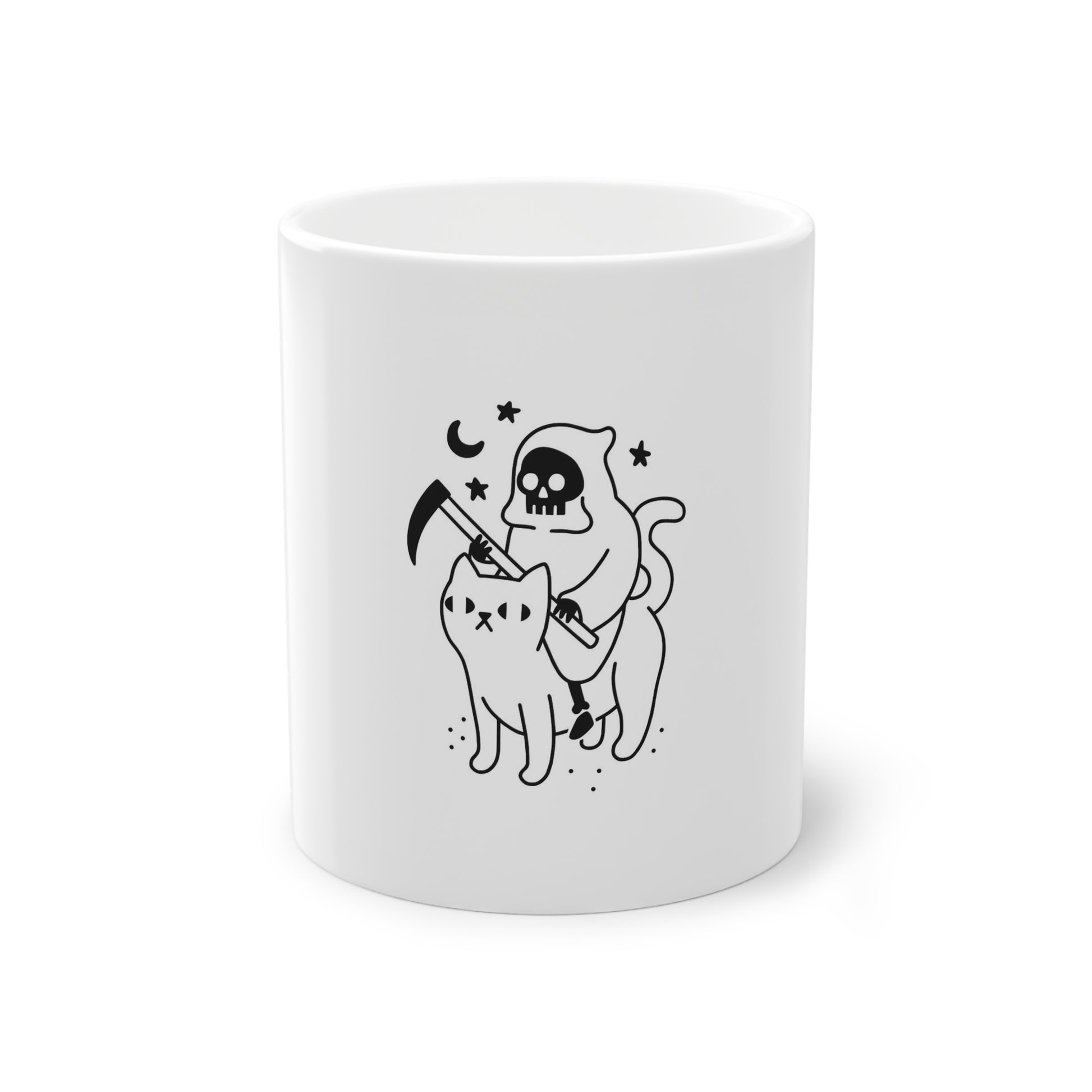 Grim Reaper Riding a Cat Mug
